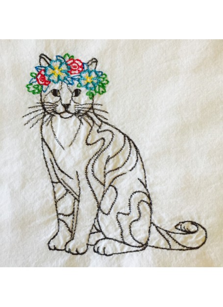 Cat with Floral Crown Kitchen Towel
